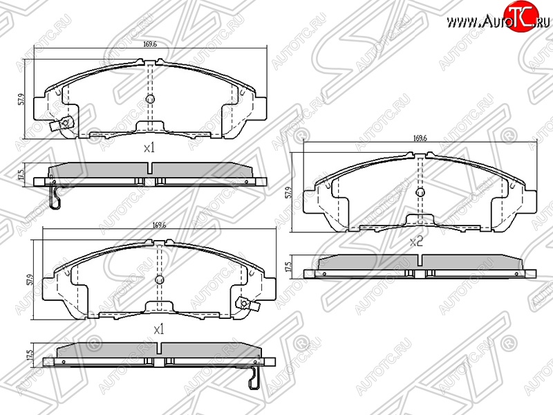 1 559 р. Передние тормозные колодки SAT  Acura MDX  YD2 (2006-2013) дорестайлинг, рестайлинг  с доставкой в г. Новочеркасск