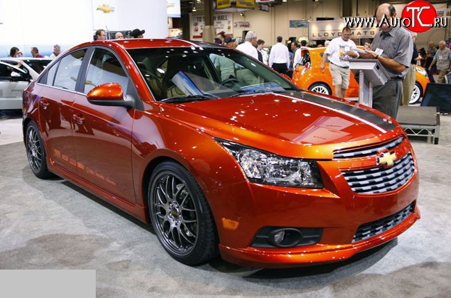 3 799 р. Накладка Z-Line на передний бампер  Chevrolet Cruze ( J300,  J305) (2009-2015) седан дорестайлинг, хэтчбек дорестайлинг, седан рестайлинг, хэтчбек рестайлинг (Неокрашенная)  с доставкой в г. Новочеркасск