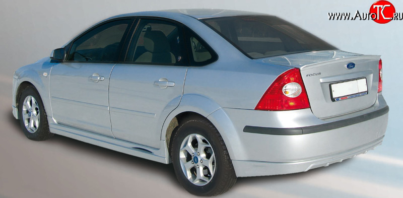 4 999 р. Накладка заднего бампера FT Ford Focus 2  седан дорестайлинг (2004-2008) (Неокрашенная)  с доставкой в г. Новочеркасск