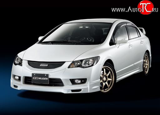 6 499 р. Накладка переднего бампера Mugen Style  Honda Civic  FD (2009-2011) седан рестайлинг (Неокрашенная)  с доставкой в г. Новочеркасск