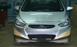 4 399 р. Накладка Sport на передний бампер Hyundai Solaris RBr хэтчбэк дорестайлинг (2010-2014) (Неокрашенная)  с доставкой в г. Новочеркасск. Увеличить фотографию 3