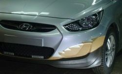 4 399 р. Накладка Sport на передний бампер Hyundai Solaris RBr хэтчбэк дорестайлинг (2010-2014) (Неокрашенная)  с доставкой в г. Новочеркасск. Увеличить фотографию 4