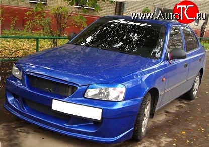 7 499 р. Передний бампер ATH New Hyundai Accent седан ТагАЗ (2001-2012) (Неокрашенный)  с доставкой в г. Новочеркасск