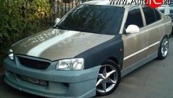 5 949 р. Пороги накладки ATH New Hyundai Accent седан ТагАЗ (2001-2012) (Неокрашенные)  с доставкой в г. Новочеркасск. Увеличить фотографию 2