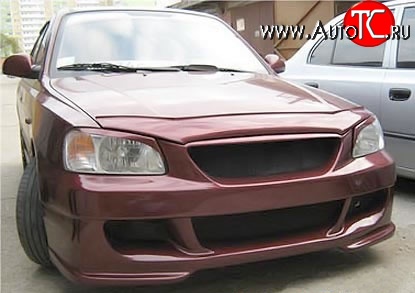 7 349 р. Передний бампер ATH Hyundai Accent седан ТагАЗ (2001-2012) (Неокрашенный)  с доставкой в г. Новочеркасск