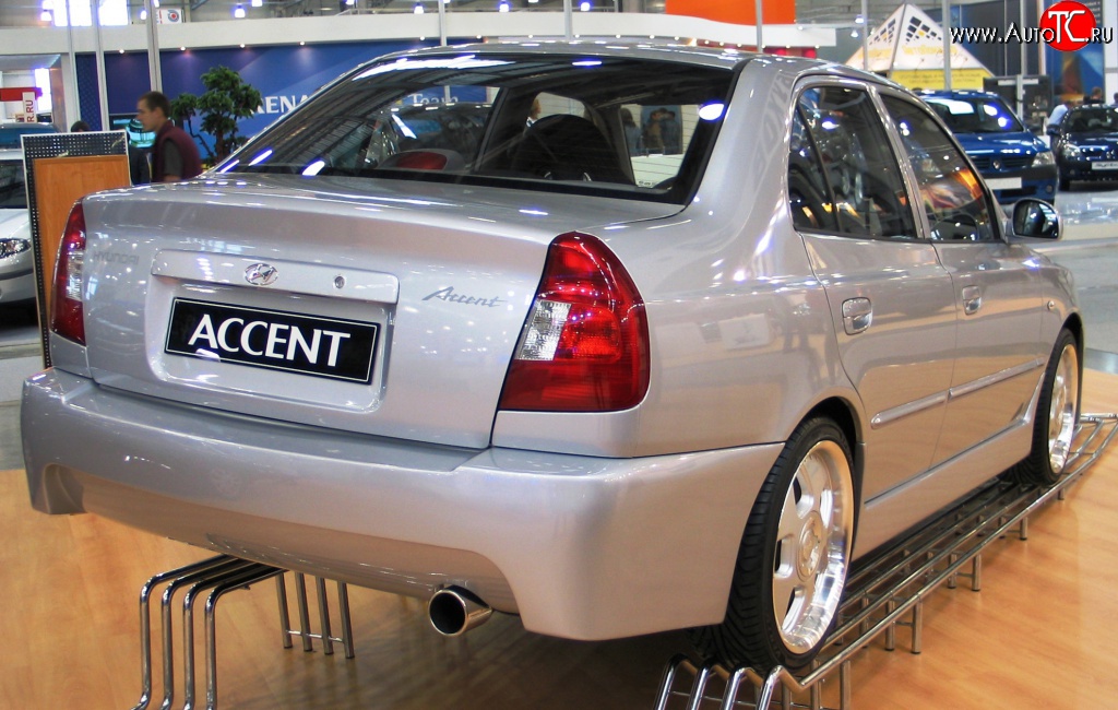 4 699 р. Задний бампер ATH-classic Hyundai Accent седан ТагАЗ (2001-2012) (Неокрашенный)  с доставкой в г. Новочеркасск