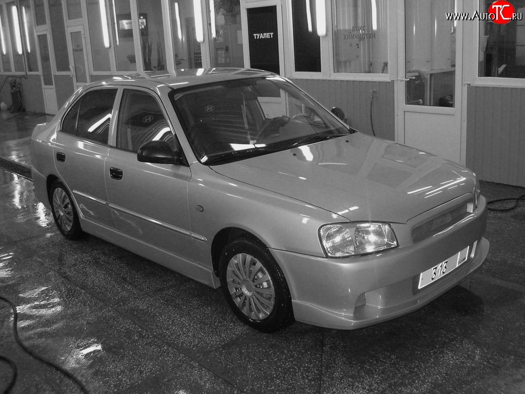 5 699 р. Передний бампер Classic Style Hyundai Accent седан ТагАЗ (2001-2012) (Неокрашенный)  с доставкой в г. Новочеркасск