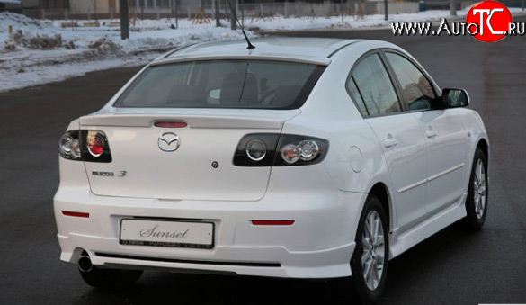 6 949 р. Накладка заднего бампера Sunset Mazda 3/Axela BK дорестайлинг седан (2003-2006) (Неокрашенная)  с доставкой в г. Новочеркасск