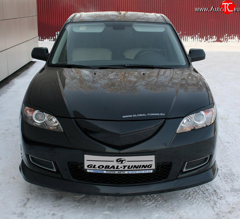 4 849 р. Накладка переднего бампера Global-Tuning Mazda 3/Axela BK дорестайлинг седан (2003-2006) (Неокрашенная)  с доставкой в г. Новочеркасск