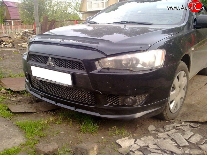 3 599 р. Накладка переднего бампера Elegance  Mitsubishi Lancer  10 (2007-2017) седан дорестайлинг, хэтчбэк дорестайлинг, седан рестайлинг, хэтчбек 5 дв рестайлинг (Неокрашенная)  с доставкой в г. Новочеркасск