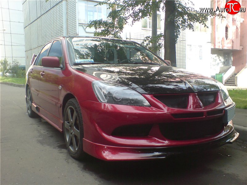 6 399 р. Накладка переднего бампера Evo Mitsubishi Lancer 9 1-ый рестайлинг универсал (2003-2005) (Неокрашенная)  с доставкой в г. Новочеркасск