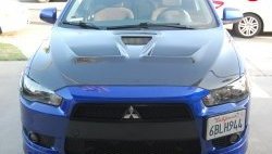 31 799 р. Пластиковый капот Evo  Mitsubishi Lancer  10 (2007-2017) седан дорестайлинг, хэтчбэк дорестайлинг, седан рестайлинг, хэтчбек 5 дв рестайлинг (Неокрашенный)  с доставкой в г. Новочеркасск. Увеличить фотографию 10