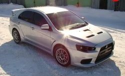 31 799 р. Пластиковый капот Evo  Mitsubishi Lancer  10 (2007-2017) седан дорестайлинг, хэтчбэк дорестайлинг, седан рестайлинг, хэтчбек 5 дв рестайлинг (Неокрашенный)  с доставкой в г. Новочеркасск. Увеличить фотографию 3