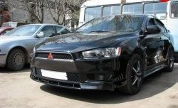 899 р. Вставка переднего бампера (зубатка) Evo Mitsubishi Lancer 10 седан дорестайлинг (2007-2010) (Неокрашенная)  с доставкой в г. Новочеркасск. Увеличить фотографию 2