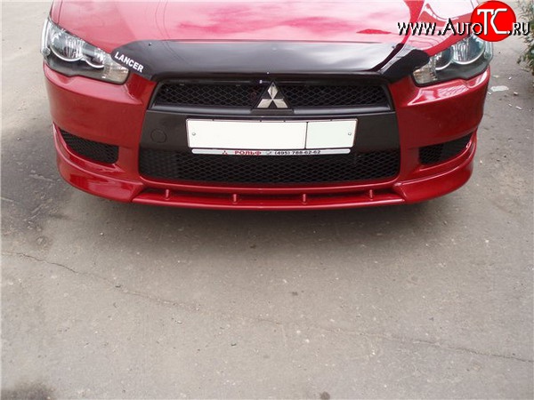 899 р. Вставка переднего бампера (зубатка) Evo Mitsubishi Lancer 10 седан дорестайлинг (2007-2010) (Неокрашенная)  с доставкой в г. Новочеркасск