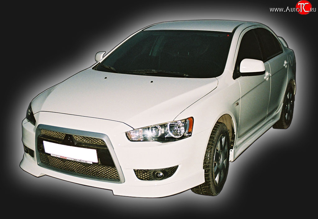 4 249 р. Накладка переднего бампера GT Dynamics Mitsubishi Lancer 10 седан дорестайлинг (2007-2010) (Неокрашенная)  с доставкой в г. Новочеркасск