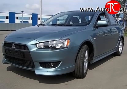 3 099 р. Клыки Evo на передний бампер автомобиля  Mitsubishi Lancer  10 (2007-2017) седан дорестайлинг, хэтчбэк дорестайлинг, седан рестайлинг, хэтчбек 5 дв рестайлинг (Неокрашенные)  с доставкой в г. Новочеркасск