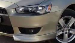 3 099 р. Клыки Evo на передний бампер автомобиля  Mitsubishi Lancer  10 (2007-2017) седан дорестайлинг, хэтчбэк дорестайлинг, седан рестайлинг, хэтчбек 5 дв рестайлинг (Неокрашенные)  с доставкой в г. Новочеркасск. Увеличить фотографию 2