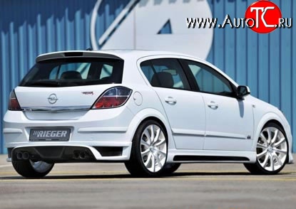 7 999 р. Накладка заднего бампера Rieger  Opel Astra  H (2004-2007) хэтчбек 5дв дорестайлинг (Неокрашенная)  с доставкой в г. Новочеркасск