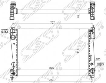 Радиатор двигателя SAT (пластинчатый, 1.3TD/1.7TD/1.4/1.6TD/1.9TD, МКПП) Alfa Romeo MiTo 955 рестайлинг (2014-2018)