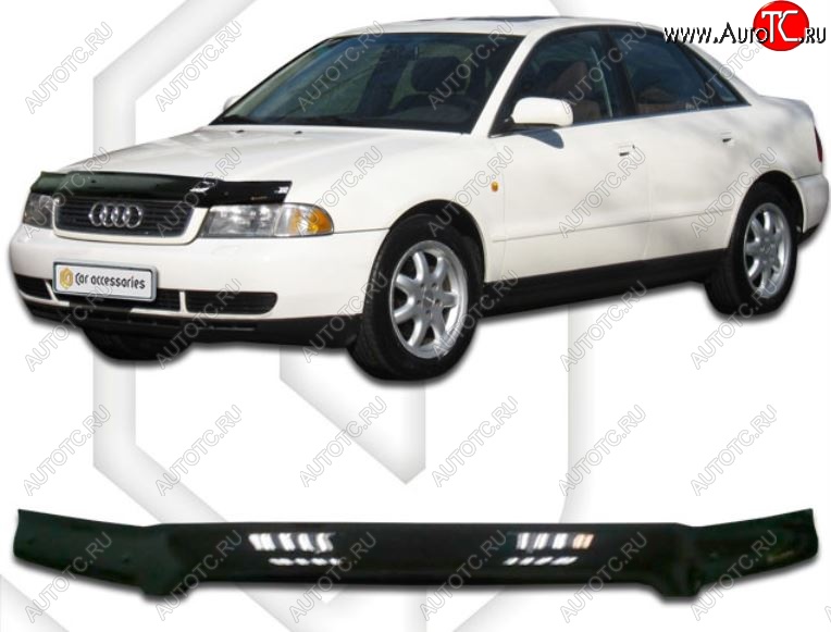 1 999 р. Дефлектор капота CA-Plastiс  Audi A4 ( B5 8D2 седан,  B5 8D5 универсал) (1996-2001) 1-ый рестайлинг, 1-ый рестайлинг, 2-ой рестайлинг, 2-ой рестайлинг (Classic черный, Без надписи)  с доставкой в г. Новочеркасск