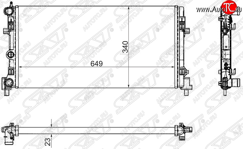 3 399 р. Радиатор двигателя SAT (трубчатый)  Audi A1 8X1 хэтчбэк 3 дв., Seat A1 (8X1 хэтчбэк 3 дв.), Skoda Fabia (Mk2,  Mk3), Rapid (NH3), Roomster (5J), Volkswagen Polo (5)  с доставкой в г. Новочеркасск