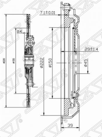 6 549 р. Комплект сцепления SAT (1.6 / 2.0) Audi A1 8X1 хэтчбэк 3 дв. дорестайлинг (2010-2014)  с доставкой в г. Новочеркасск. Увеличить фотографию 1