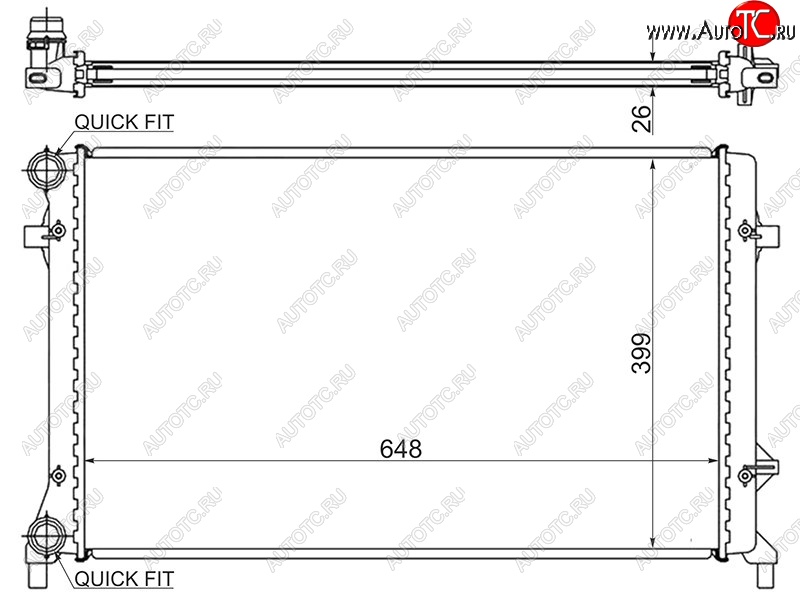 3 299 р. Радиатор двигателя SAT (трубчатый, МКПП/АКПП, 1.4/1.6/2.0/2.5) Volkswagen Eos рестайлинг (2011-2016)  с доставкой в г. Новочеркасск