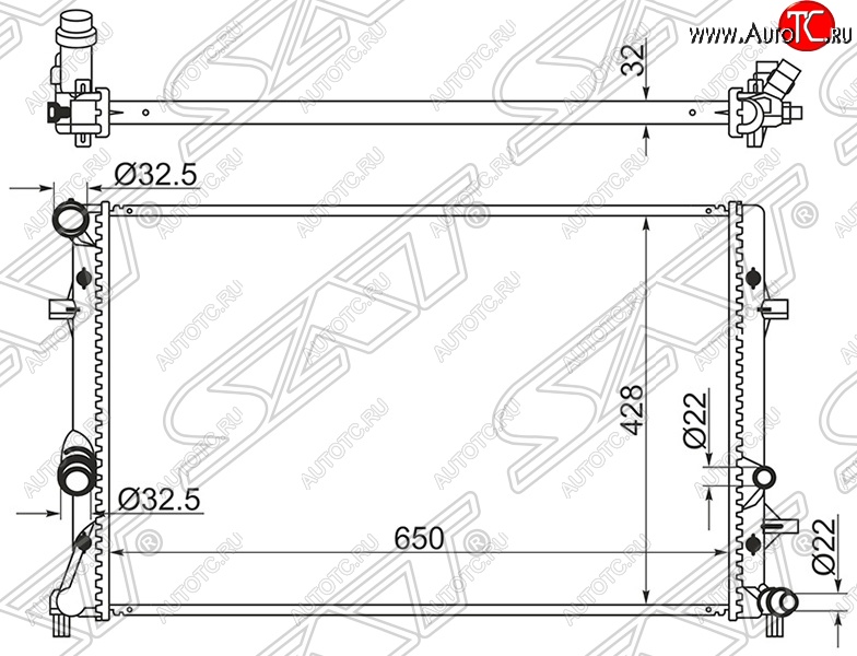 7 749 р. Радиатор двигателя SAT (пластинчатый) Audi A3 8PA хэтчбэк 5 дв. 1-ый рестайлинг (2004-2008)  с доставкой в г. Новочеркасск