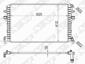 5 999 р. Радиатор двигателя SAT (пластинчатый) Volkswagen Tiguan Mk2 дорестайлинг (2016-2020)  с доставкой в г. Новочеркасск. Увеличить фотографию 1