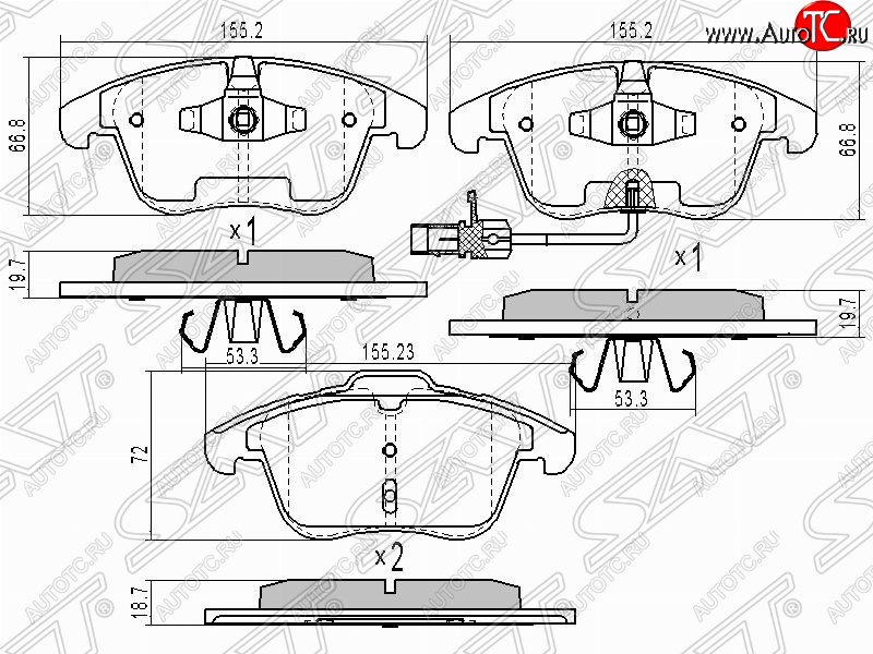 1 649 р. Колодки тормозные передние SAT Audi A4 B7 седан (2004-2008)  с доставкой в г. Новочеркасск