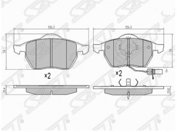 1 669 р. Комплект тормозных колодок SAT (передние) Volkswagen Passat B6 седан (2005-2011)  с доставкой в г. Новочеркасск. Увеличить фотографию 1