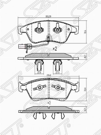 1 899 р. Колодки тормозные SAT  Audi A6  C6 (2004-2008) дорестайлинг, седан, дорестайлинг, универсал  с доставкой в г. Новочеркасск. Увеличить фотографию 1