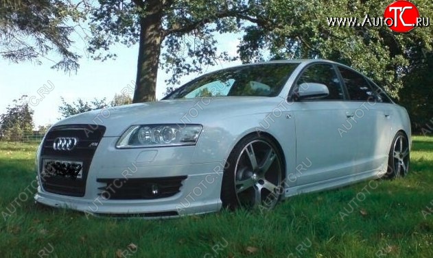 7 849 р. Накладка на передний бампер CT Audi A6 C6 дорестайлинг, универсал (2004-2008) (Неокрашенная)  с доставкой в г. Новочеркасск