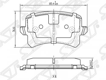 1 199 р. Колодки тормозные SAT (задние)  Audi A6  C6 (2004-2008), Volkswagen Passat ( B6,  B7) (2005-2015), Volkswagen Passat CC  дорестайлинг (2008-2012), Volkswagen Tiguan  NF (2006-2017)  с доставкой в г. Новочеркасск. Увеличить фотографию 1