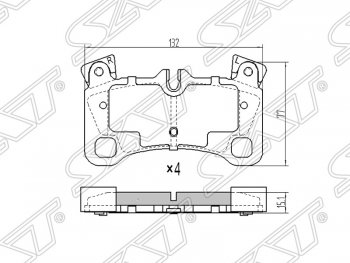 1 669 р. Колодки тормозные SAT (задние)  Audi Q7  4L (2005-2009), Porsche Cayenne ( 955,  957) (2002-2010), Volkswagen Touareg  GP (2002-2010)  с доставкой в г. Новочеркасск. Увеличить фотографию 1