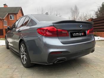 5 999 р. Накладки M-Perfomance под задний бампер (мини-лезвия) Inmax  BMW 5 серия  G30 (2016-2020) дорестайлинг, седан (цвет: черный глянец)  с доставкой в г. Новочеркасск. Увеличить фотографию 6