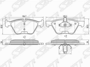 Колодки тормозные SAT (передние) BMW (БМВ) 5 серия  E60 (2003-2007) E60 седан дорестайлинг