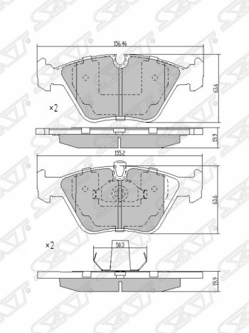 Колодки тормозные SAT BMW (БМВ) 5 серия  E60 (2003-2007) E60 седан дорестайлинг
