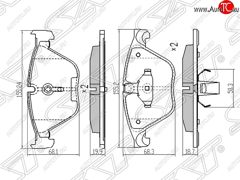 1 089 р. Колодки тормозные SAT (передние) BMW 7 серия F01-F04 седан (2008-2015)  с доставкой в г. Новочеркасск