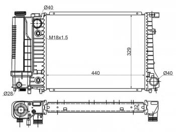 Радиатор двигателя SAT (пластинчатый, 1.6/1.8/2.0/2.3/2.5/2.8) BMW 3 серия E30 седан (1982-1991)