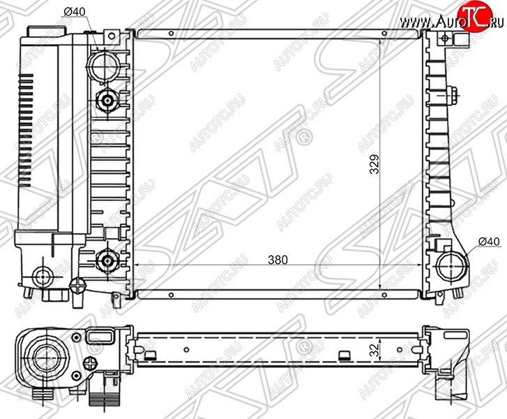 6 999 р. Радиатор двигателя SAT (трубчатый, 1.6/1.8)  BMW 3 серия  E30 (1982-1991) седан  с доставкой в г. Новочеркасск