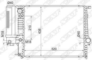 Радиатор двигателя SAT (пластинчатый, 1.8/2.0/2.5) BMW 5 серия E34 седан дорестайлинг (1988-1994)