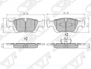 1 179 р. Колодки тормозные SAT (передние)  BMW 3 серия ( E36,  E46) (1990-2005) седан, седан дорестайлинг, седан рестайлинг  с доставкой в г. Новочеркасск. Увеличить фотографию 1