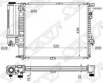 7 799 р. Радиатор двигателя SAT (пластинчатый, 2.0 / 2.3 / 2.8) BMW 5 серия E39 седан дорестайлинг (1995-2000)  с доставкой в г. Новочеркасск. Увеличить фотографию 1