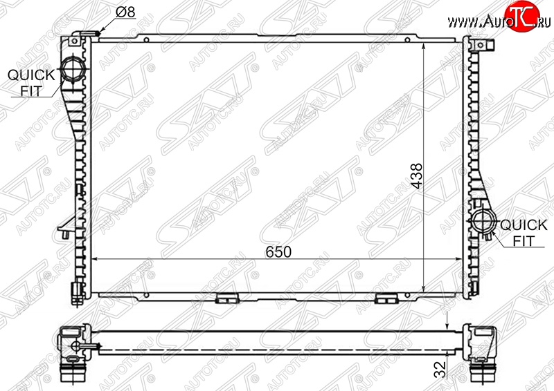 5 199 р. Радиатор двигателя SAT (трубчатый)  BMW 5 серия  E39 - 7 серия  E38  с доставкой в г. Новочеркасск