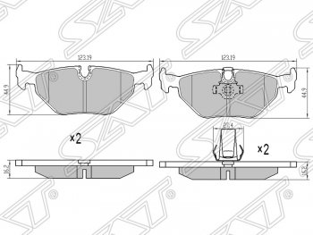 899 р. Колодки тормозные SAT (задние)  BMW 5 серия  E39 (2000-2003) седан рестайлинг  с доставкой в г. Новочеркасск. Увеличить фотографию 1