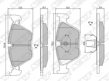 1 189 р. Колодки тормозные SAT (передние)  BMW 3 серия  E46 - X3  E83  с доставкой в г. Новочеркасск. Увеличить фотографию 1