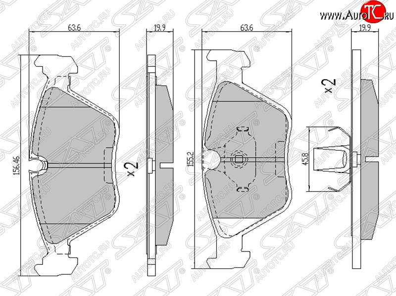 1 189 р. Колодки тормозные SAT (передние)  BMW 3 серия  E46 - X3  E83  с доставкой в г. Новочеркасск