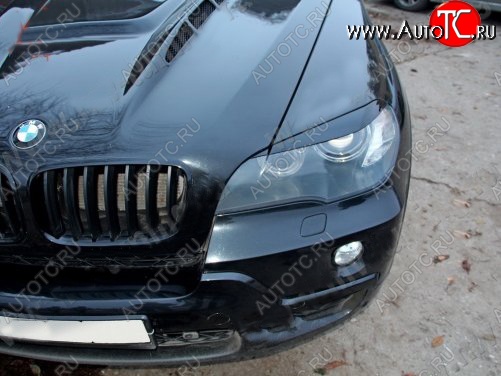 1 299 р. Реснички на фары Tuning-Sport BMW X5 E70 дорестайлинг (2006-2010) (Неокрашенные)  с доставкой в г. Новочеркасск